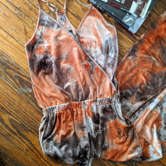 Young Fabulous Broke Lavender Rose Pink Velvet Tie Dye Jumpsuit XS - Picture 11 of 14